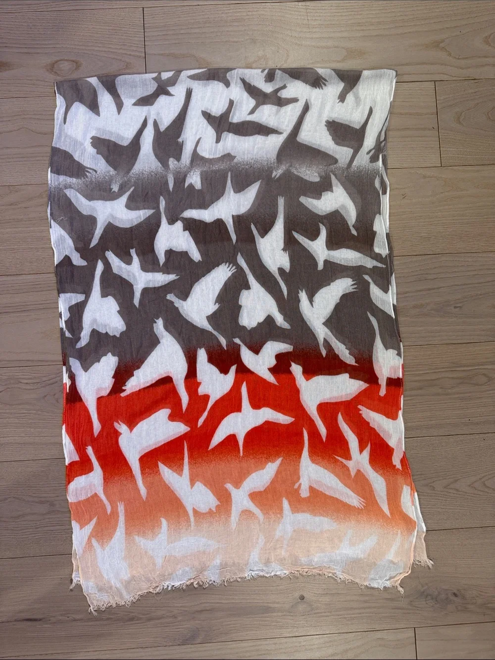 Banana Republic Lightweight Brown and Orange Ombre Camouflage Scarf